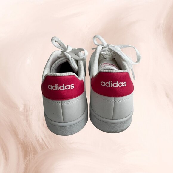 White Adidas Advantage Sneakers with Pink Accents (US 8.5) - Picture 6 of 8